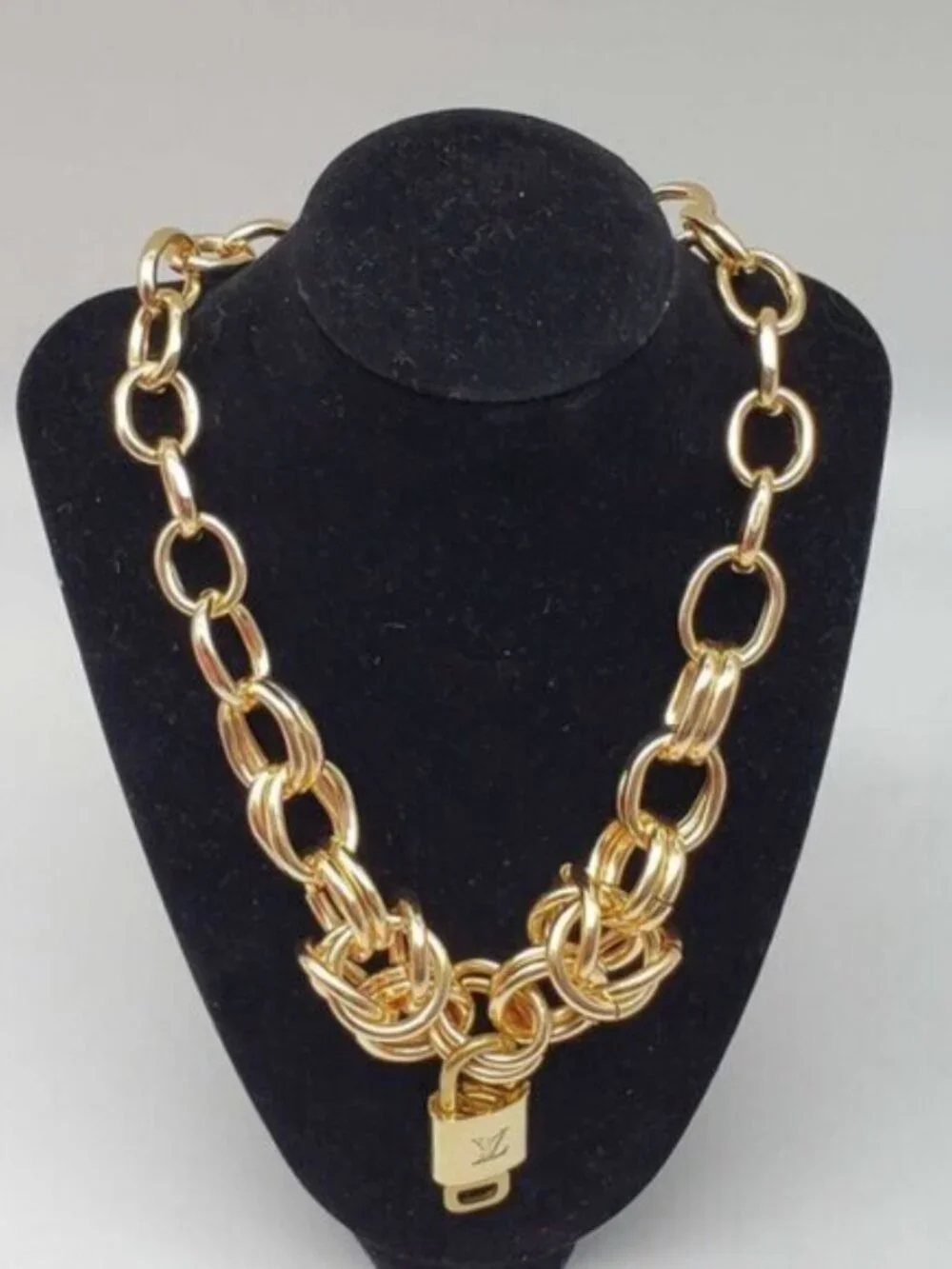 Authentic Louis Vuitton Lock and Key Gold Color with Gold Plated Chain Necklace